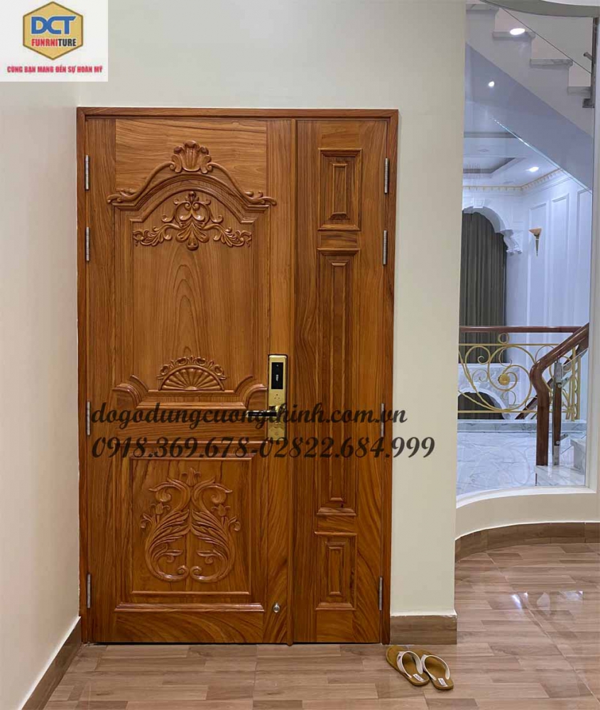 cửa phòng tân cổ điển 2 cánh lệch